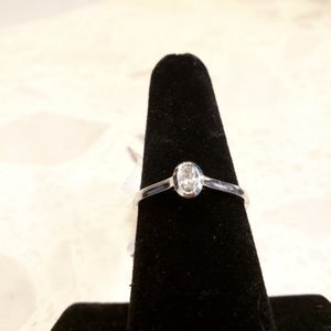 PROMISE RING: Diamond Oval Solitaire Ring in 14k WG